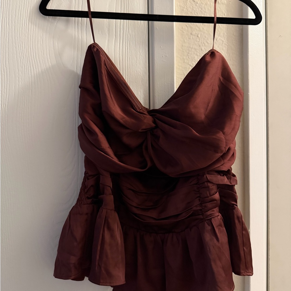 Express Burgundy Ruffled Tube Top